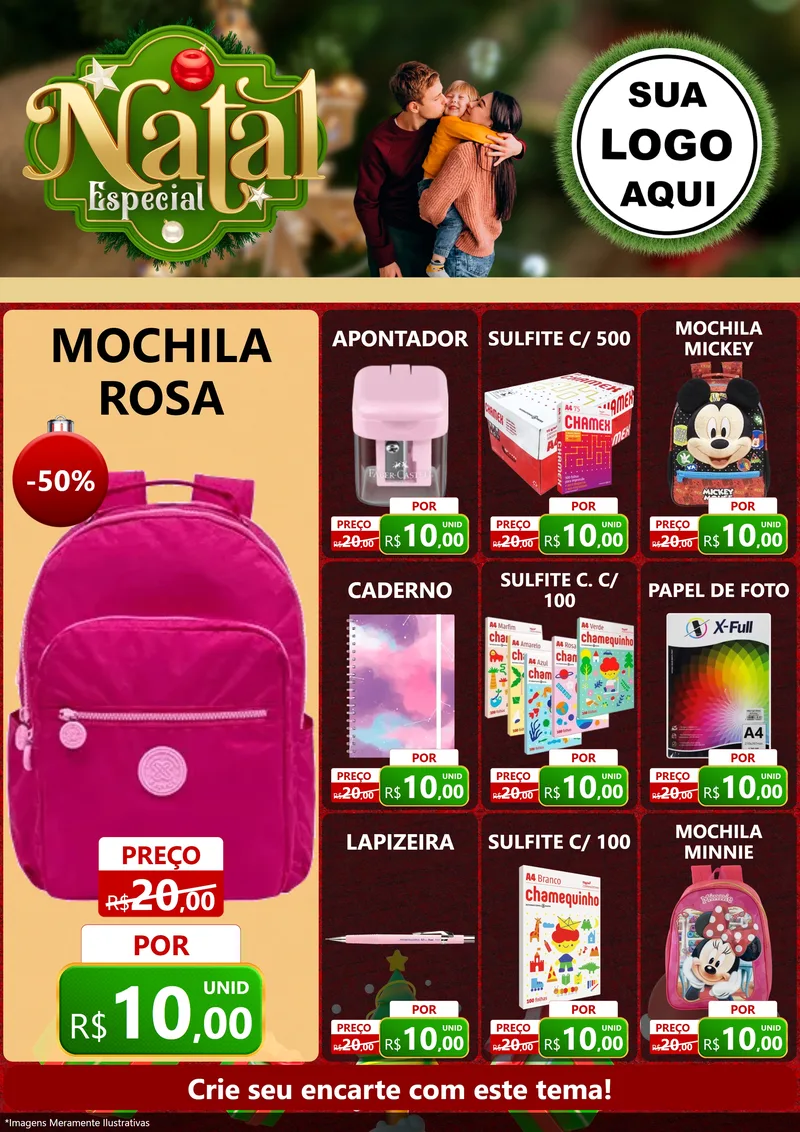 Modelo de Encarte para Encarte A4 Vertical com o tema Natal Especial para Papelaria