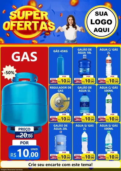 Modelo de Encarte para Encarte A4 Vertical com o tema Super Ofertas para Água e gás