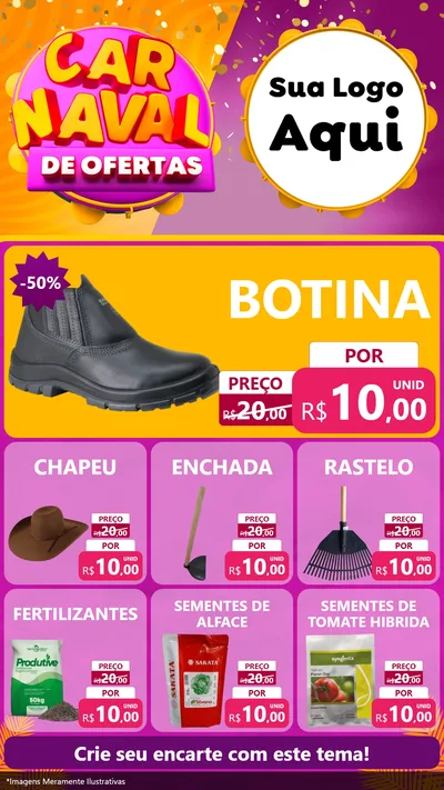 Modelo de Rede Social para Stories com o tema Carnaval de Ofertas para Agropecuária