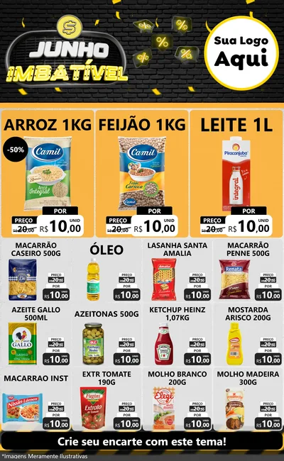 Modelo de Encarte para Encarte Grande com o tema Junho Imbatível para Supermercado