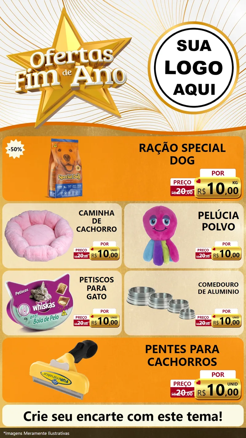 Modelo de TV para TV Vertical com o tema Ofertas Fim de Ano para Pet Shop