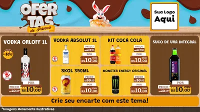 Modelo de TV para TV Horizontal com o tema Ofertas de Páscoa para Distribuidora de bebidas