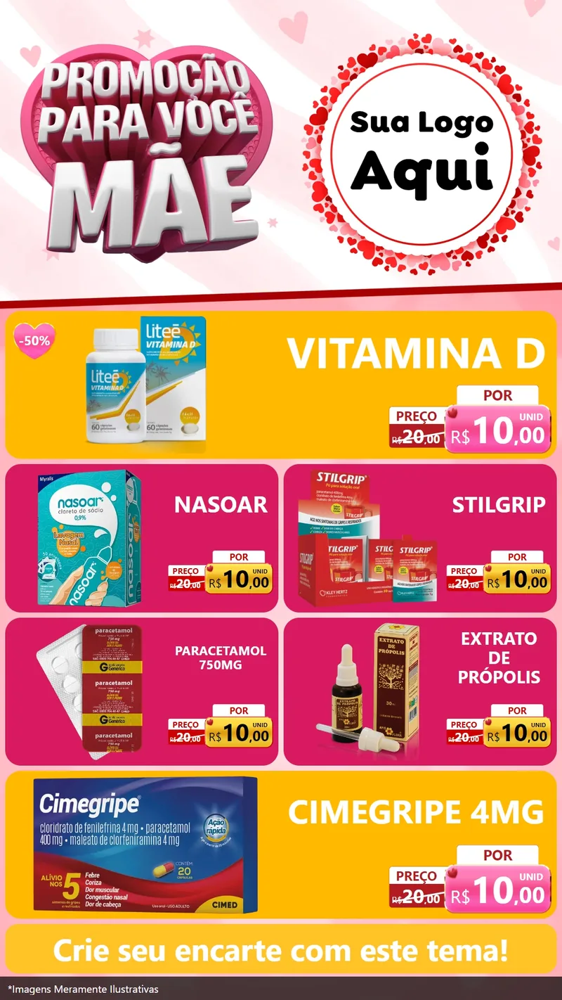 Modelo de TV para TV Vertical com o tema Promoção Para Você Mãe para Farmácia