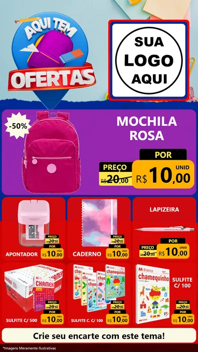 Modelo de Rede Social para Stories com o tema Aqui Tem Ofertas - Papelaria para Papelaria
