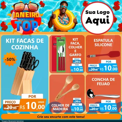 Modelo de Rede Social para Feed Facebook com o tema Janeiro Top para Utilidades Domésticas