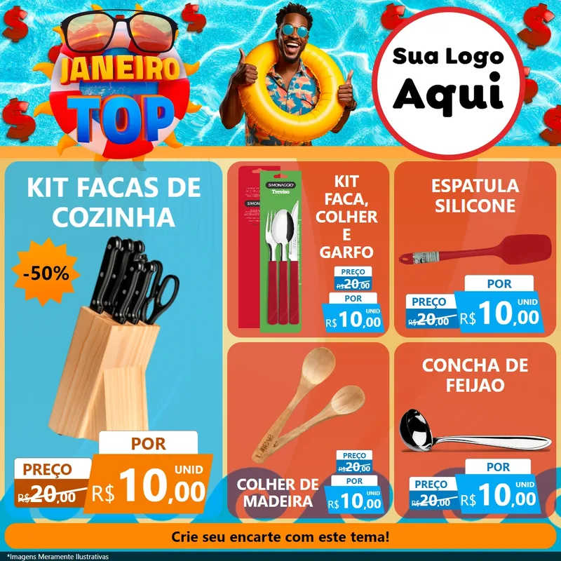 Modelo de Rede Social para Feed Facebook com o tema Janeiro Top para Utilidades Domésticas