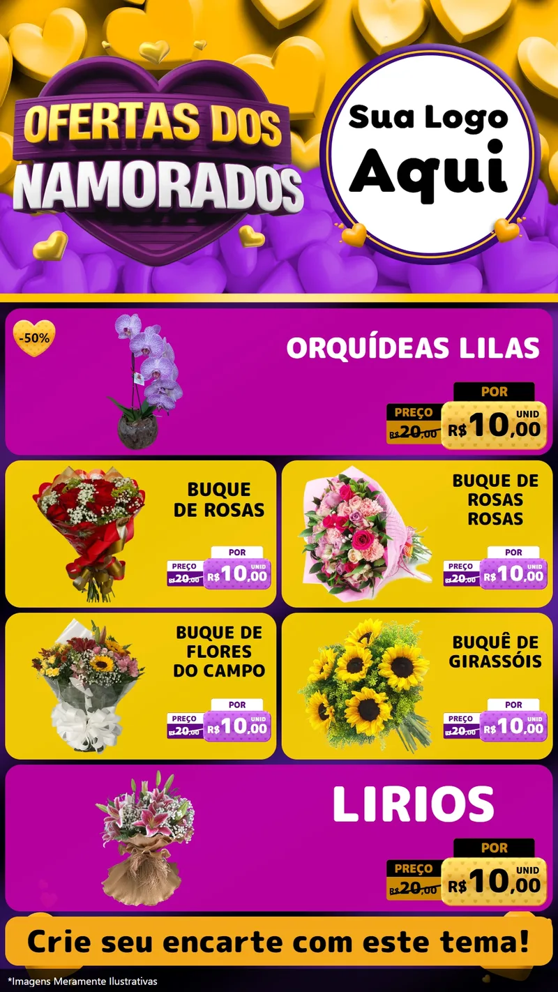 Modelo de TV para TV Vertical com o tema Oferta Dos Namorados para Floricultura e jardim