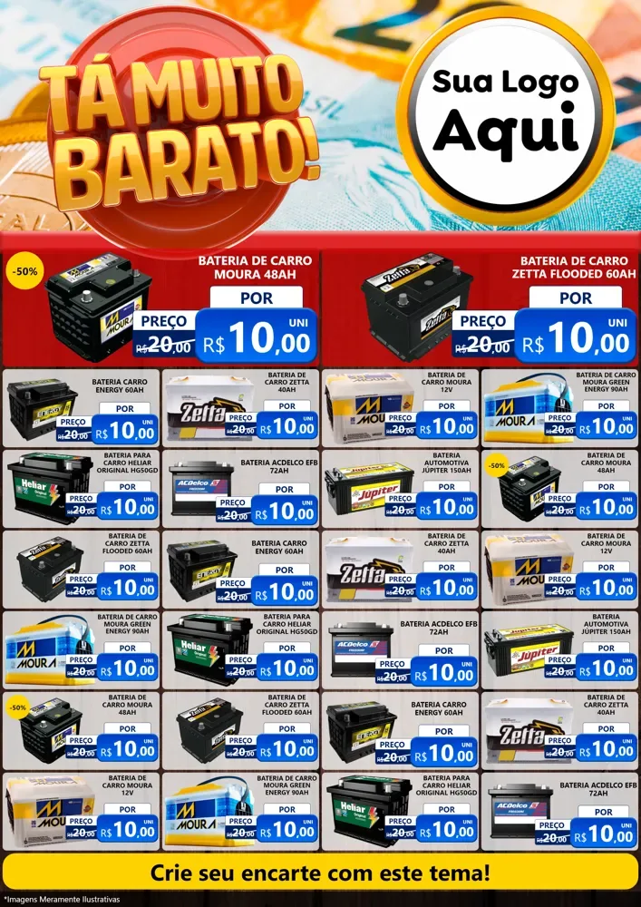 Modelo de Encarte para Encarte A4 Vertical com o tema Está Muito Barato para Baterias Elétricas