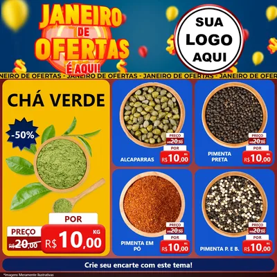 Modelo de Rede Social para Feed Facebook com o tema Janeiro de Ofertas É Aqui! para Produtos Naturais