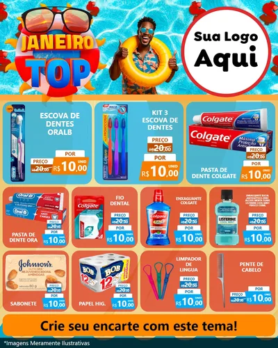 Modelo de Rede Social para Feed Instagram com o tema Janeiro Top para Higiene Pessoal