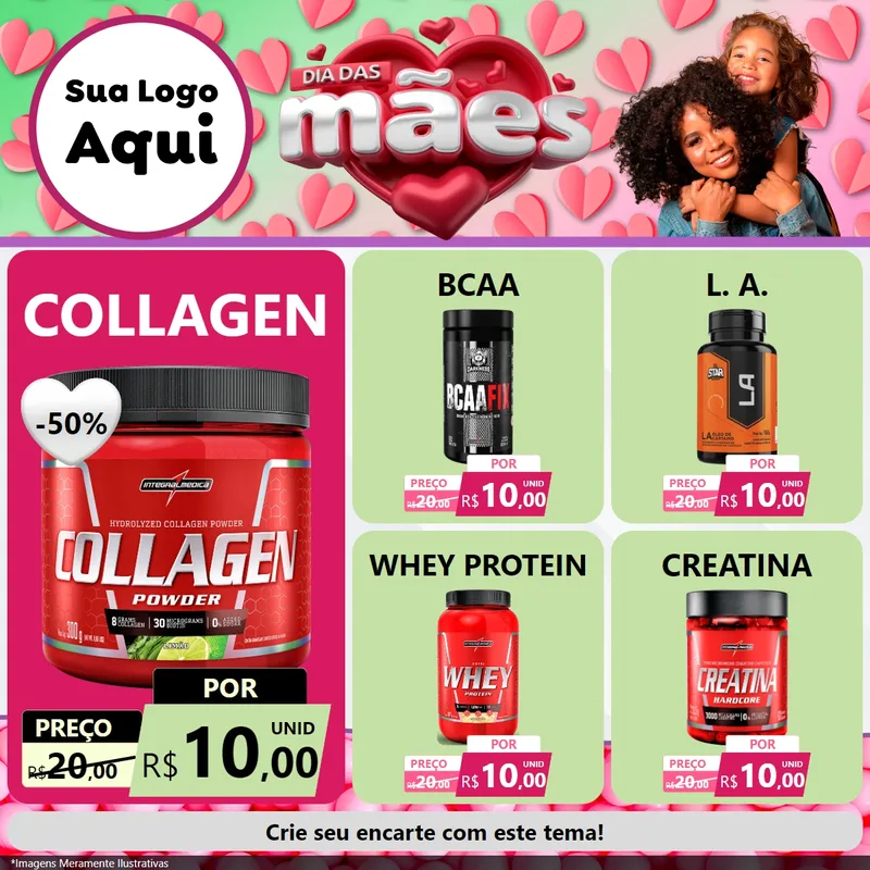 Modelo de Rede Social para Feed Facebook com o tema Dia das Mães para Suplementos alimentares
