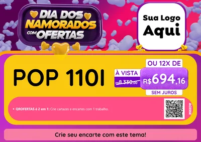 Modelo de Cartaz para Cartaz A4 Horizontal com o tema Dia Dos Namorados Com Ofertas para Concessionaria de Motos