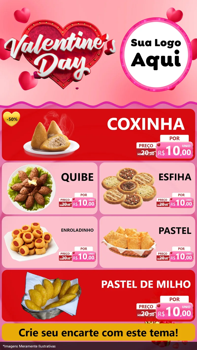 Modelo de TV para TV Vertical com o tema Valentine's Day para Salgadaria