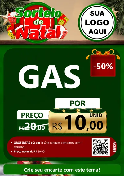 Modelo de Cartaz para Cartaz A4 Vertical com o tema Sorteio de Natal para Água e gás