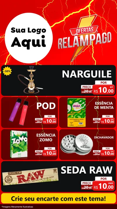 Modelo de TV para TV Vertical com o tema Ofertas Relâmpago para Tabacaria