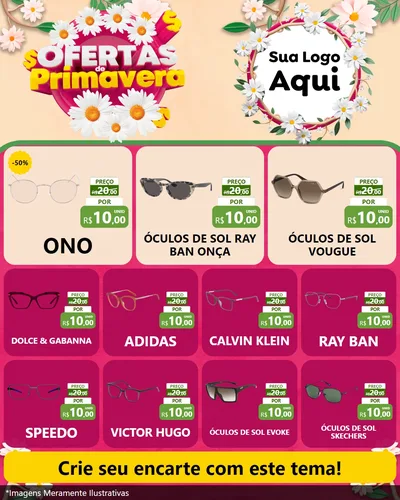 Modelo de Rede Social para Feed Instagram com o tema Ofertas de Primavera para Óticas
