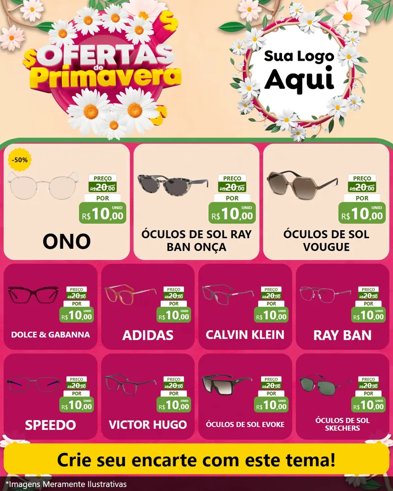 Modelo de Rede Social para Feed Instagram com o tema Ofertas de Primavera para Óticas