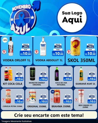 Modelo de Rede Social para Feed Instagram com o tema Novembro Azul para Distribuidora de bebidas