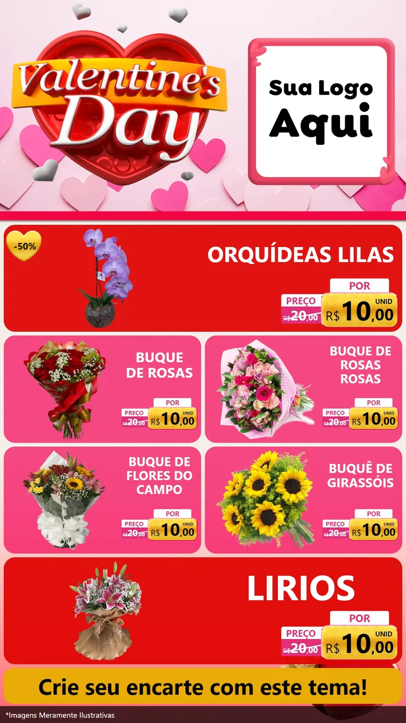 Modelo de TV para TV Vertical com o tema Valentine's Day para Floricultura e jardim