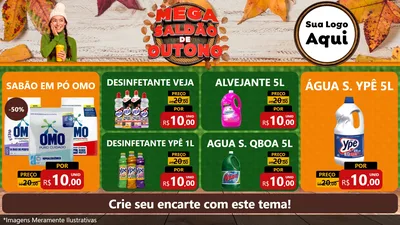 Modelo de TV para TV Horizontal com o tema Mega Saldão de Outono para Produtos de Limpeza