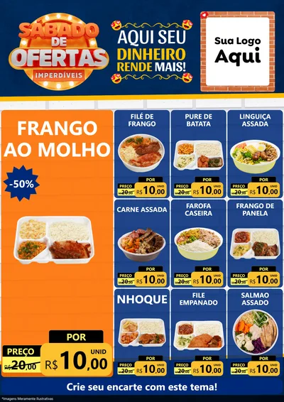 Modelo de Encarte para Encarte A4 Vertical com o tema Sábado de Ofertas Imperdíveis para Restaurante
