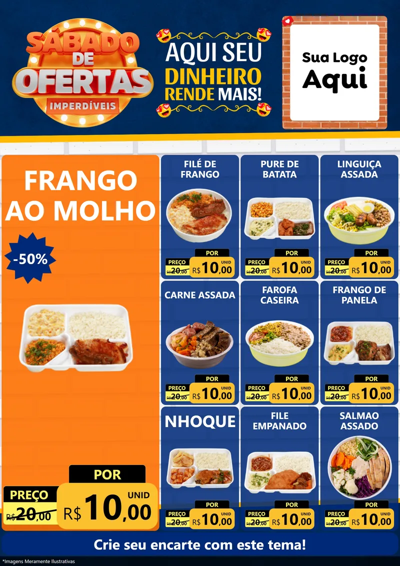 Modelo de Encarte para Encarte A4 Vertical com o tema Sábado de Ofertas Imperdíveis para Restaurante