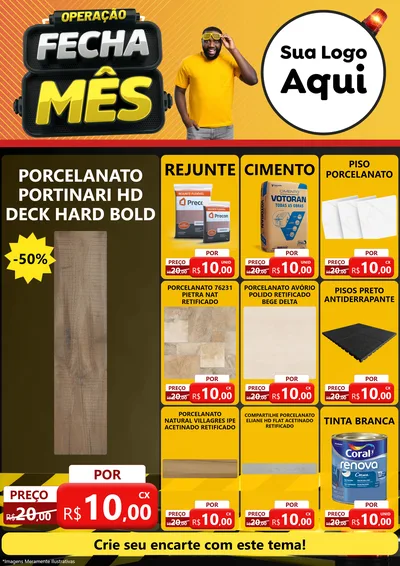 Modelo de Encarte para Encarte A4 Vertical com o tema Operação Fecha Mês para Pisos e revestimentos