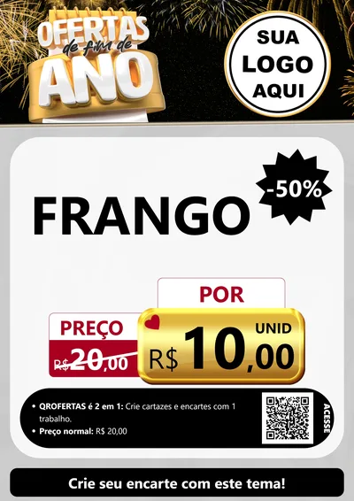 Modelo de Cartaz para Cartaz A4 Vertical com o tema Ofertas de Fim de Ano para Assados