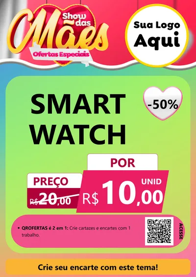 Modelo de Cartaz para Cartaz A4 Vertical com o tema Show das Mães - Ofertas Especiais para Informática