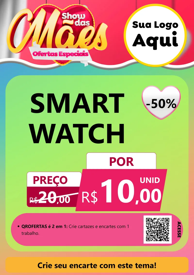 Modelo de Cartaz para Cartaz A4 Vertical com o tema Show das Mães - Ofertas Especiais para Informática