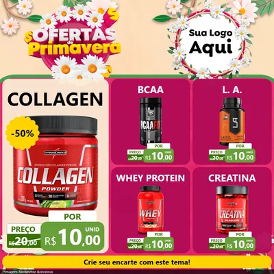 Modelo de Rede Social para Feed Facebook com o tema Ofertas de Primavera para Suplementos alimentares