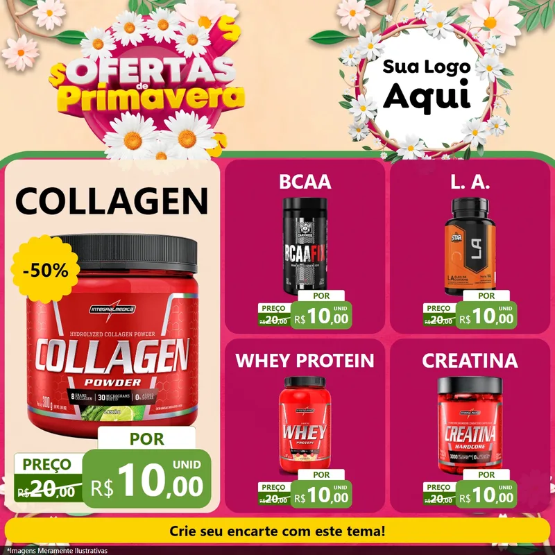 Modelo de Rede Social para Feed Facebook com o tema Ofertas de Primavera para Suplementos alimentares