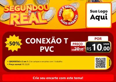 Modelo de Cartaz para Cartaz A4 Horizontal com o tema Segundou do Real para Tubos e conexões