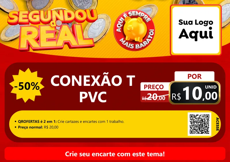 Modelo de Cartaz para Cartaz A4 Horizontal com o tema Segundou do Real para Tubos e conexões