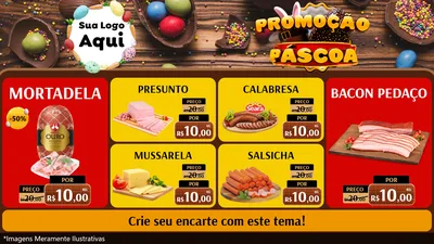 Modelo de TV para TV Horizontal com o tema Promoção Páscoa para Frios e Laticínios