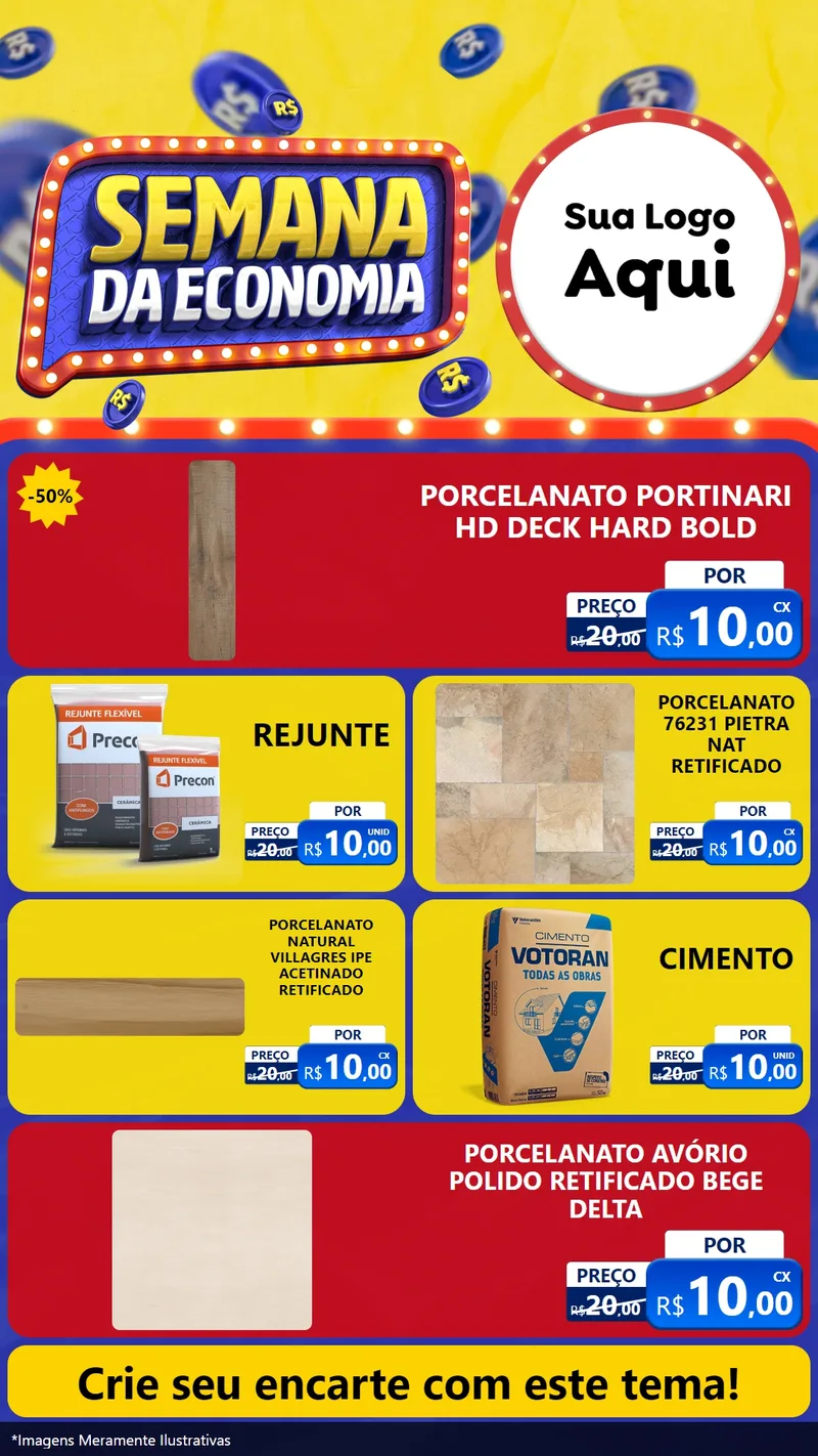 Modelo de TV para TV Vertical com o tema Semana da Economia para Pisos e revestimentos