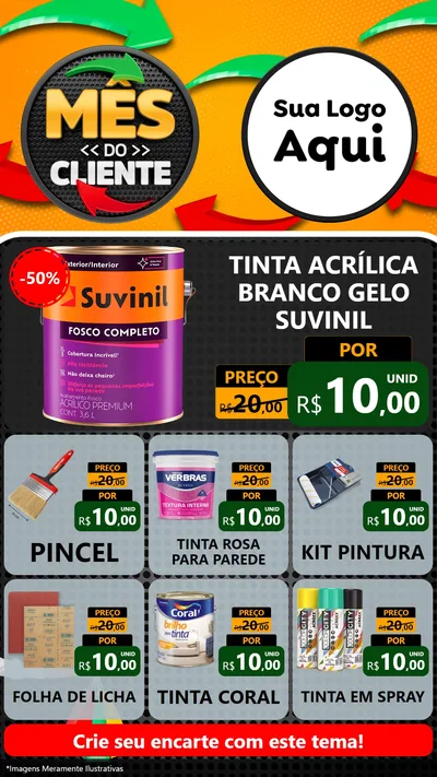 Modelo de Rede Social para Stories com o tema Mês do Cliente para Tintas e Ferramentas