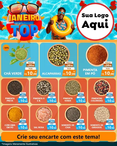 Modelo de Rede Social para Feed Instagram com o tema Janeiro Top para Produtos Naturais