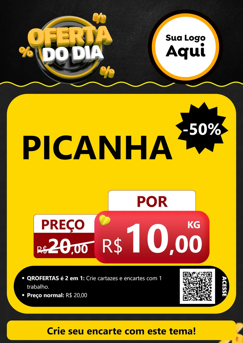 Modelo de Cartaz para Cartaz A4 Vertical com o tema Oferta Do Dia para Açougue