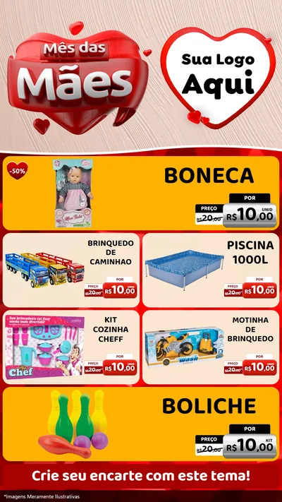 Modelo de TV para TV Vertical com o tema Mês das Mães para Brinquedos