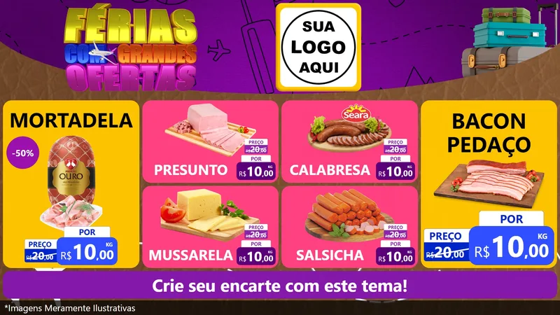 Modelo de TV para TV Horizontal com o tema Férias com Grandes Ofertas para Frios e Laticínios