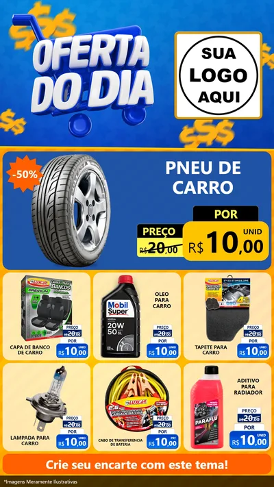 Modelo de Rede Social para Stories com o tema Oferta do Dia para Auto peças