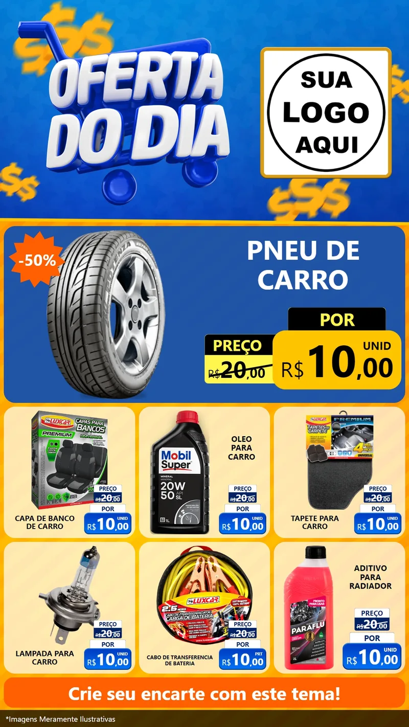 Modelo de Rede Social para Stories com o tema Oferta do Dia para Auto peças
