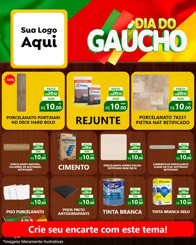 Modelo de Rede Social para Feed Instagram com o tema Dia do Gaúcho para Pisos e revestimentos
