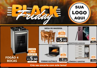 Modelo de Encarte para Encarte A4 Horizontal com o tema Black Friday para Móveis e Eletro