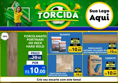 Modelo de Encarte para Encarte A4 Horizontal com o tema Torcida para Pisos e revestimentos