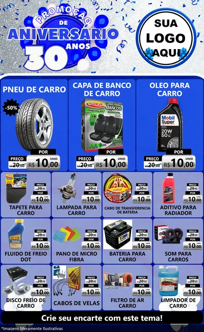 Modelo de Encarte para Encarte Grande com o tema Promoção de Aniversário - 30 Anos para Auto peças