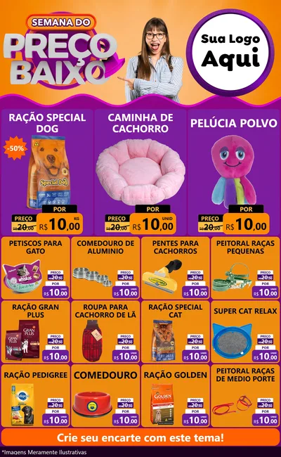 Modelo de Encarte para Encarte Grande com o tema Semana do Preço Baixo para Pet Shop