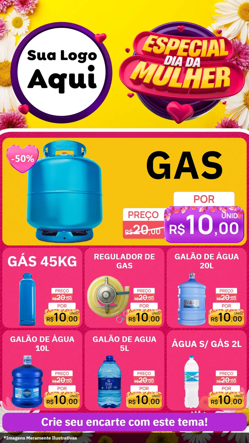 Modelo de Rede Social para Stories com o tema Especial Dia da Mulher para Água e gás