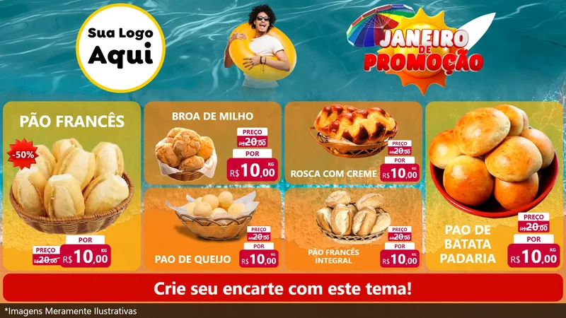 Modelo de TV para TV Horizontal com o tema Janeiro de Promoção para Padaria